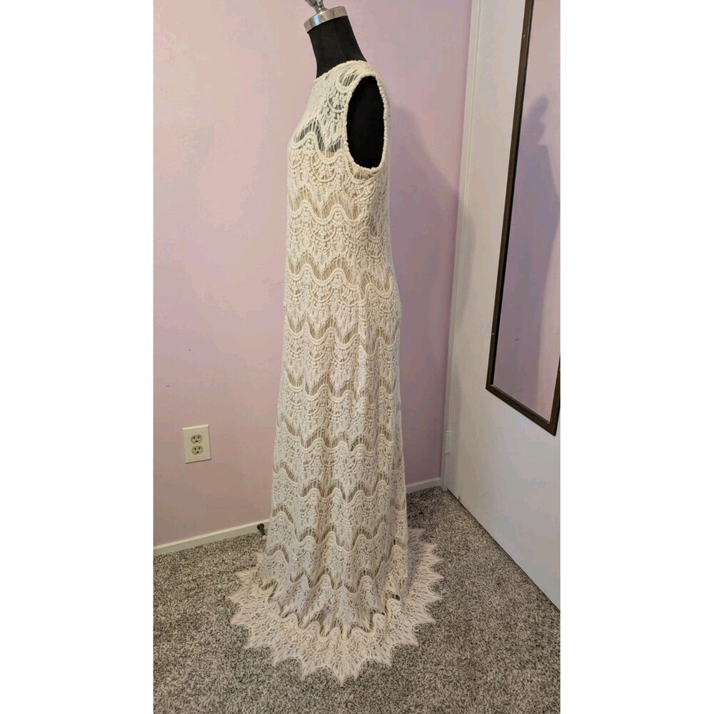NWT Tadashi Shoji Scalloped Lace Dress Long Bridal Gown New Gorgeous Size 14 HTF